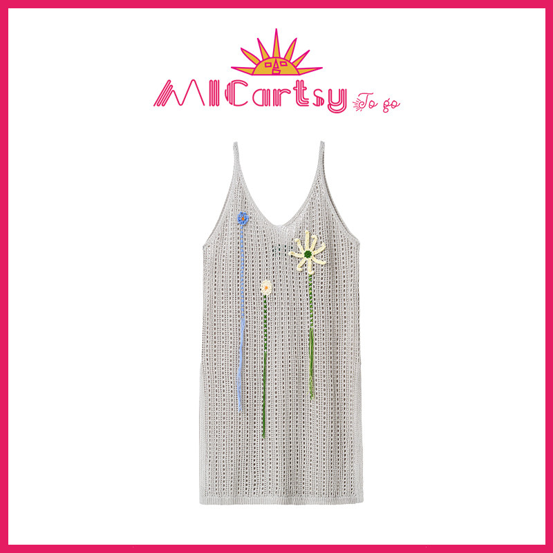 MICartsy王紫珊配饰车togo系列春夏手工钩织花朵缕空针织吊带