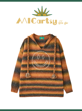 MICartsy王紫珊配饰车togo系列秋冬新款笑脸黄色针织衫毛衣上衣女