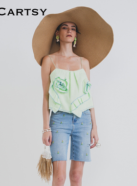 MICartsy王紫珊春夏新款花朵毛巾布吊带背心女时尚BRBR039