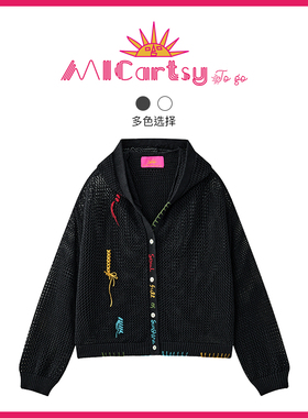 MICartsy王紫珊配饰车to go系列新款手勾黑白色针织外套女百搭