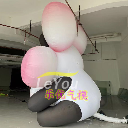 卡通充气坐地开花熊猫人偶气模发光樱花微笑可爱国宝美陈气氛装饰