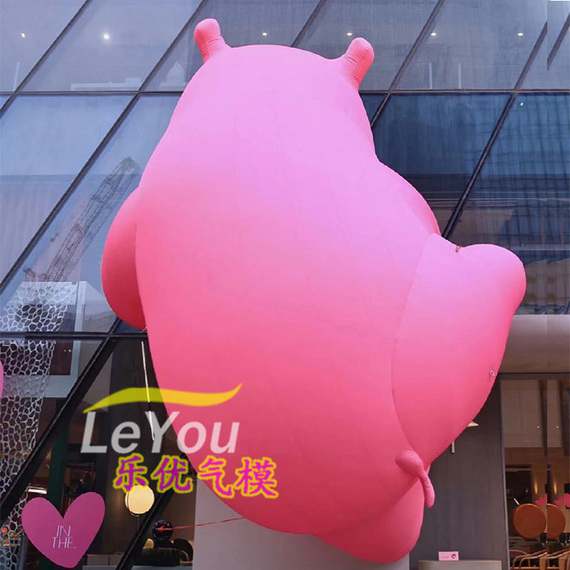 充气粉色爬墙河马气模户外装饰展览商场装饰动物园游乐场装饰美陈