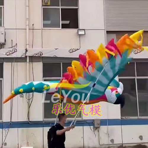 充气卡通手持人背行走飞行鹦鹉气模可移动游乐场活动巡游互动道具