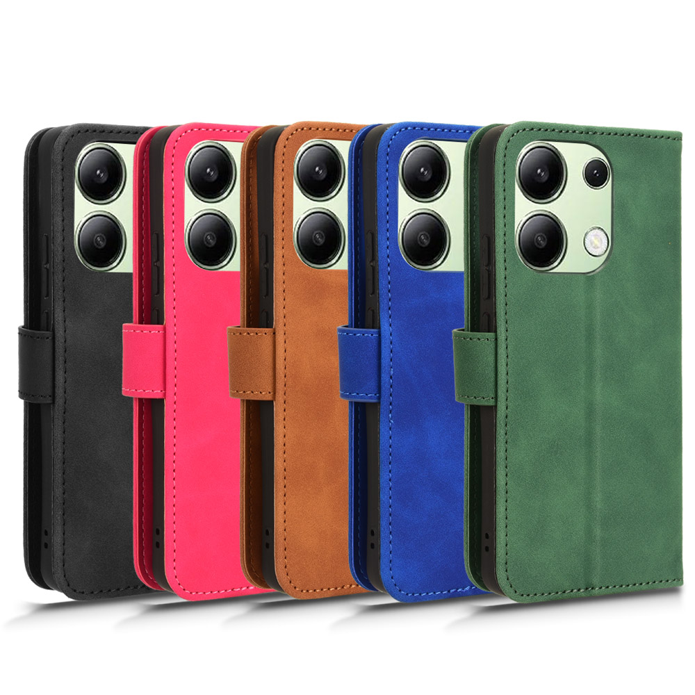 适用于红米Note13 4G肤感小牛纹皮套手机壳插卡防摔保护套商务男