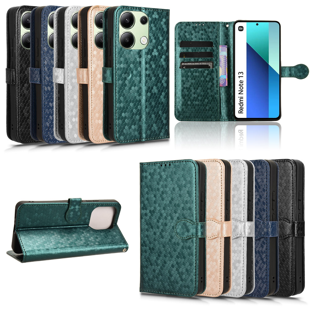 适用于红米Note13 4G波点纹皮套手机壳插卡保护套防摔男女翻盖软