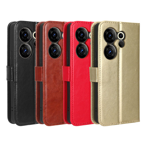 适用于传音Tecno Camon20 Premier 5G疯马纹皮套手机壳翻盖式插卡