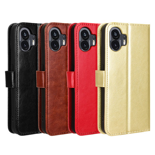 适用于Nothing Phone2疯马纹皮套手机壳插卡防摔保护套翻盖商务壳