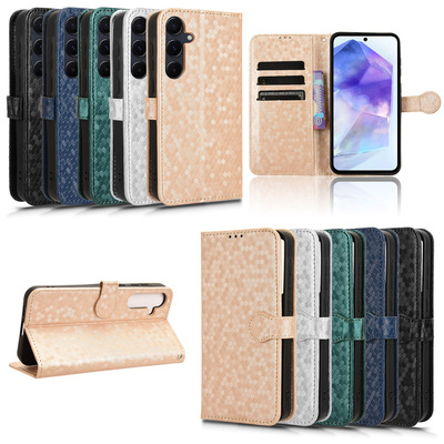 适用于三星Galaxy F55 5G，M55 5G，C55 5G波点纹皮套手机壳翻盖式插卡保护套防摔商务男女外壳潮壳