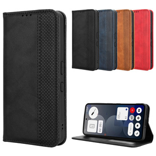 适用于Nothing Phone3A Pro磁扣复古纹皮套手机壳插卡防摔保护套翻盖式商务外壳