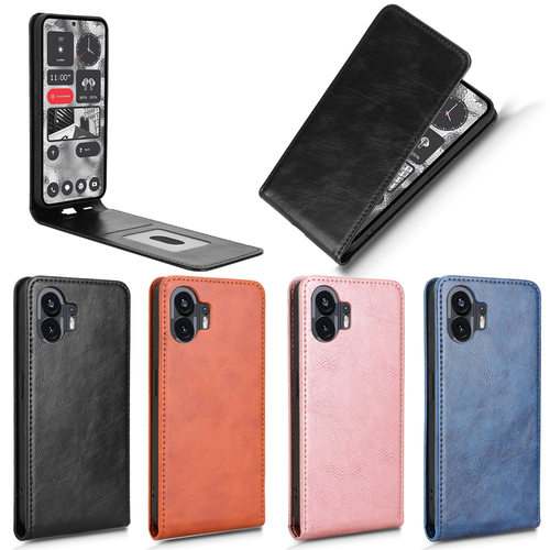 适用于Nothing Phone2背吸疯马纹上下开皮套手机壳翻盖式插卡防摔保护套商务男女外壳