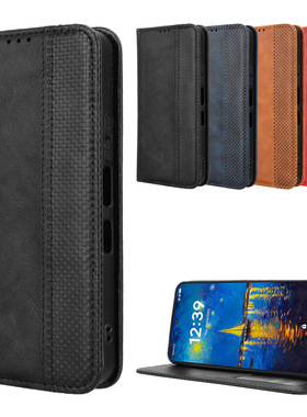 适用于TCL NxtPaper 60 Ultra 5G磁扣复古纹皮套手机壳插卡防摔保护套翻盖式商务男女素皮外壳