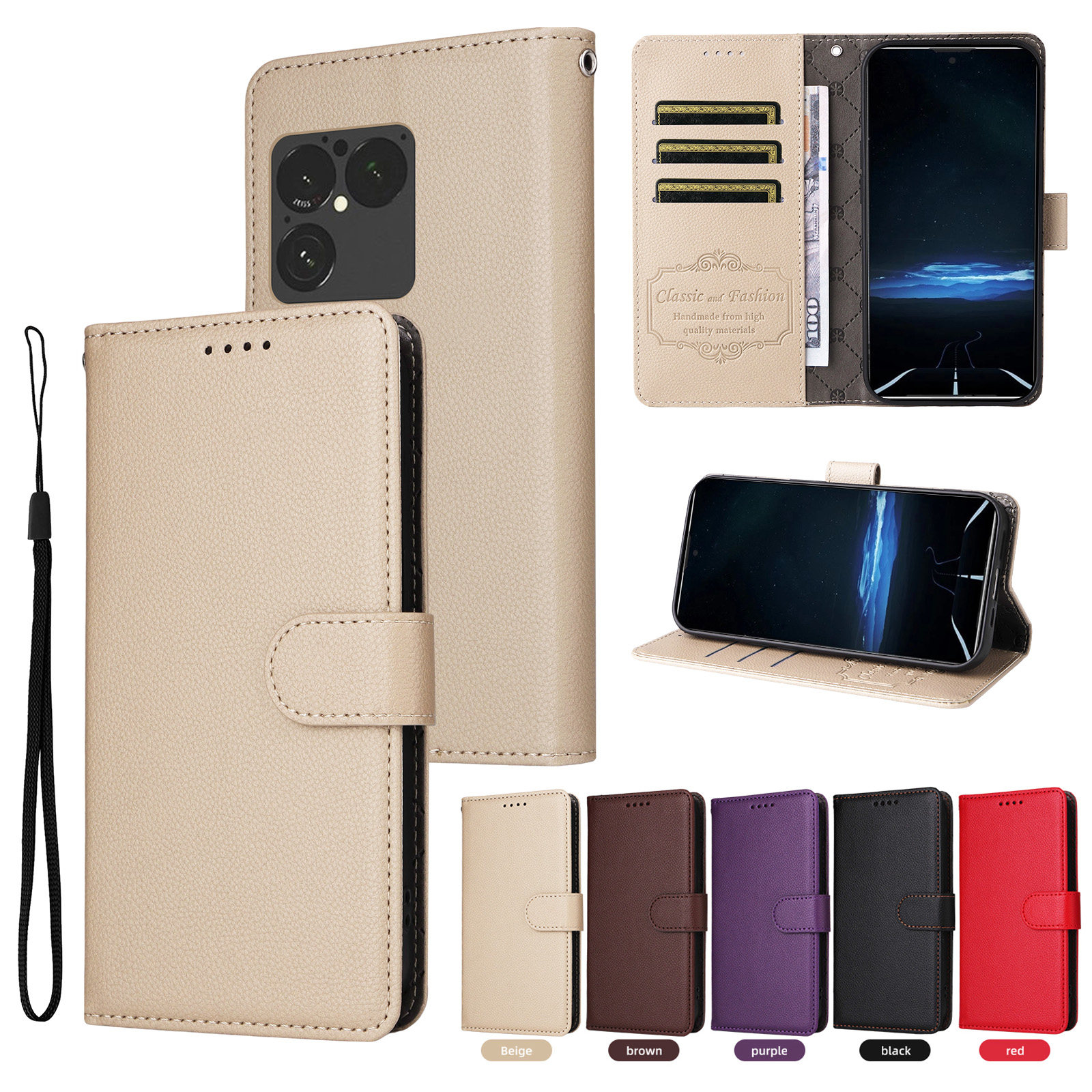 适用于索尼Xperia 1VIII/索尼1 8代 2026经典荔枝纹皮套手机壳插卡防摔保护套翻盖式商务外壳素皮男女