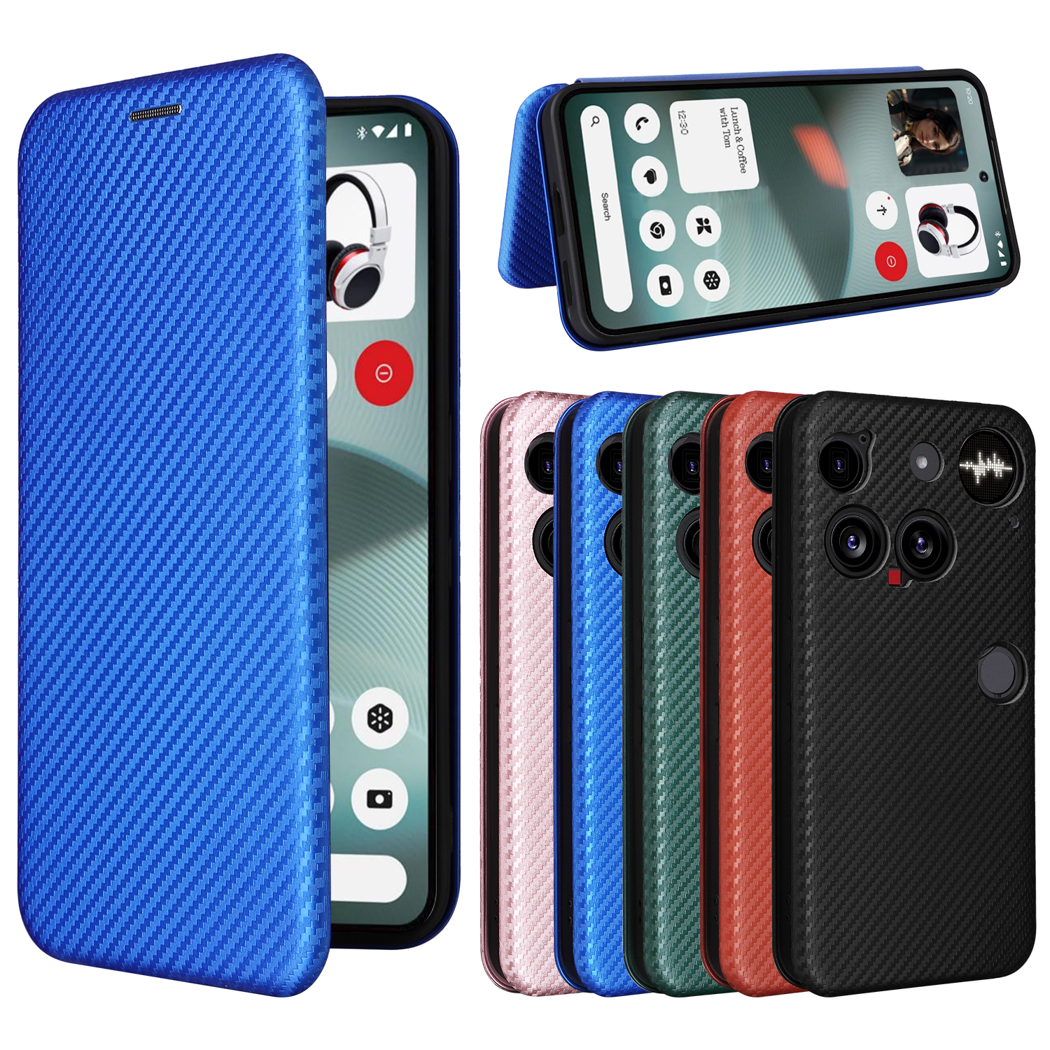 适用于Nothing phone3 5G磁吸碳纤维纹手机壳翻盖式插卡保护套商务外壳防摔男女外壳