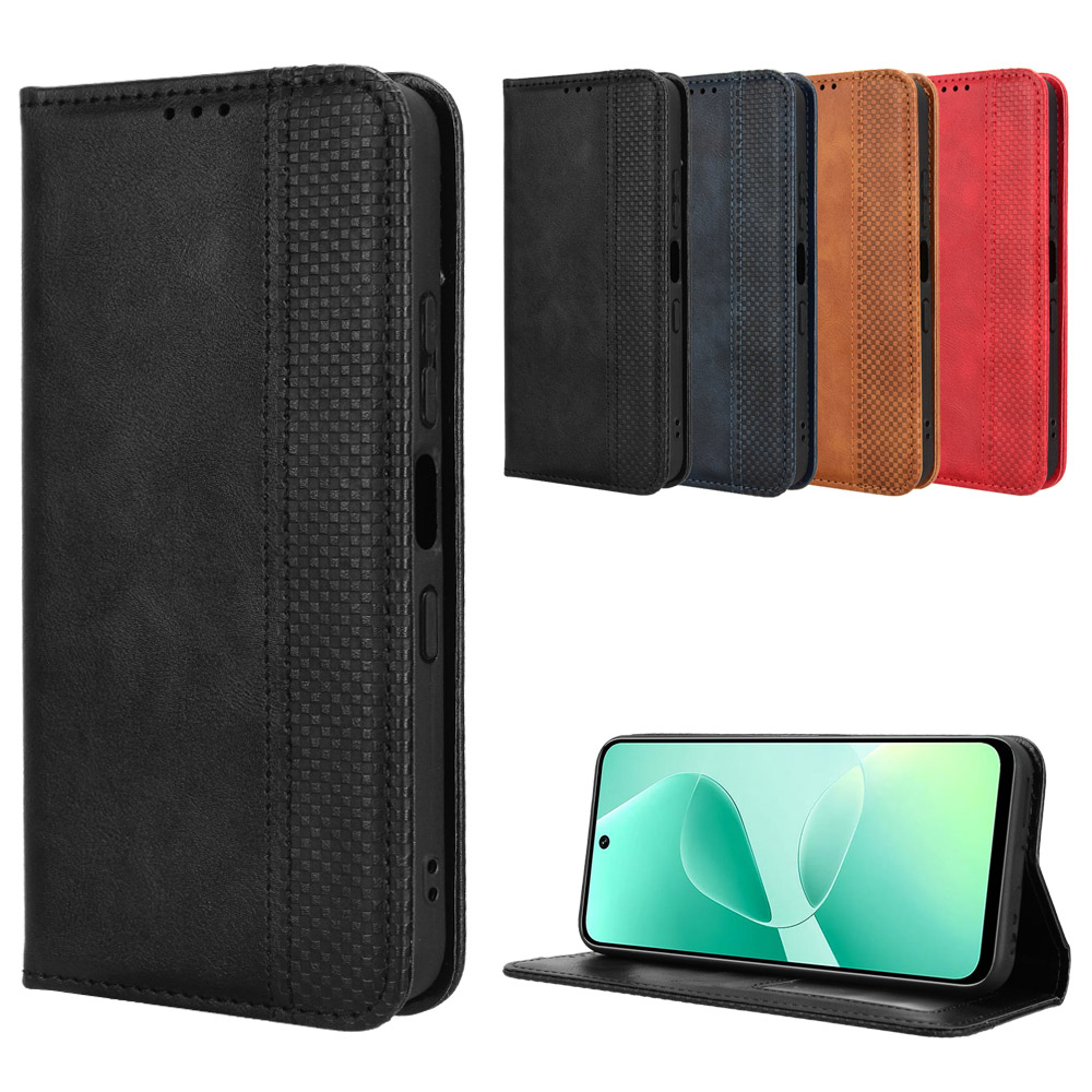 适用于传音Infinix Hot 60 5G，Hot 60i 4G磁扣复古纹皮套手机壳插卡防摔保护套商务男女素皮外壳翻盖式