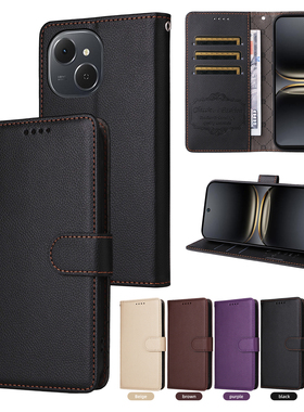 适用于传音Tecno Spark 40C经典荔枝纹皮套手机壳翻盖式插卡防摔保护套商务男女壳素皮