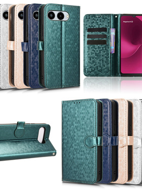 适用于T-Mobile Revvl 8，T Phone 3波点纹皮套手机壳翻盖式防摔保护套商务男女外壳插卡