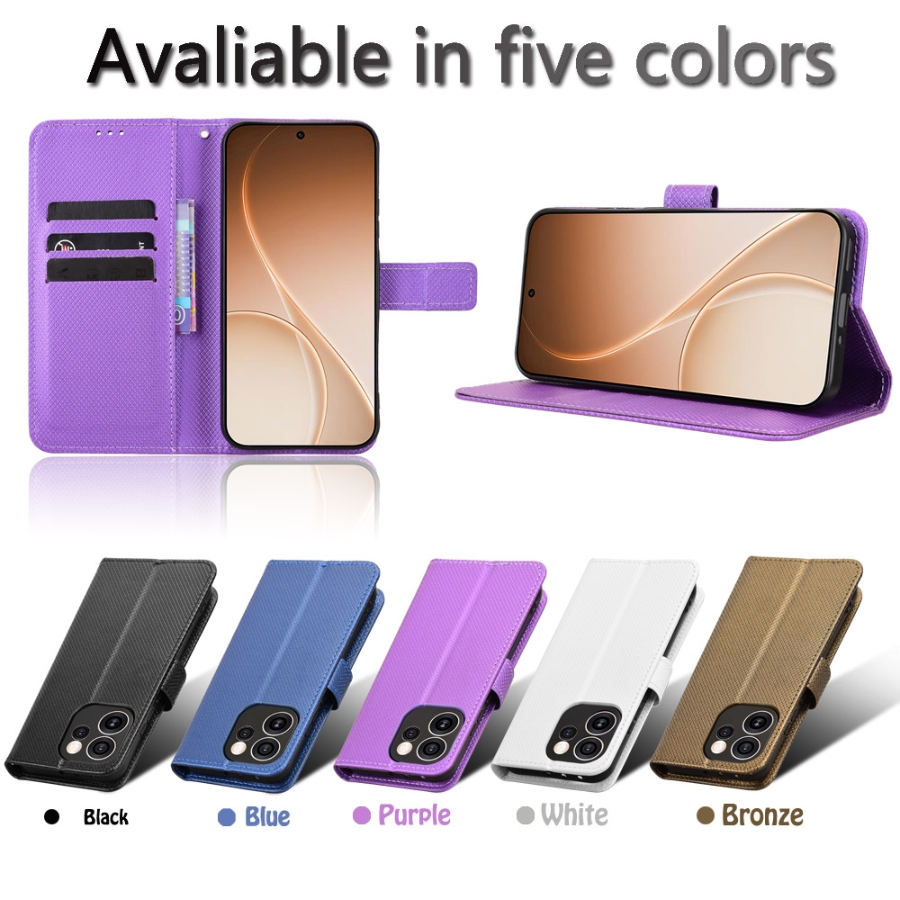 适用于OPPO Reno15 Pro 5G钻石纹皮套手机壳防摔保护套翻盖式男女素皮外壳插卡男女