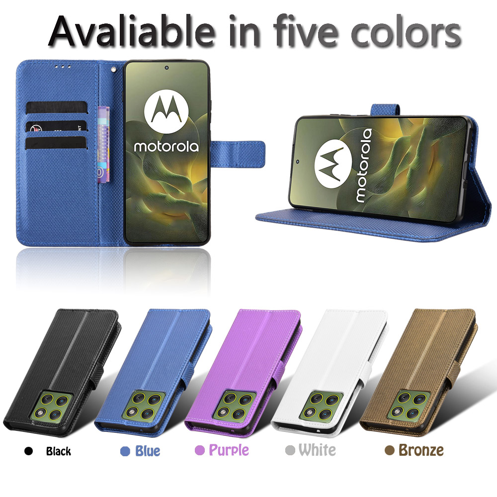 适用于MOTO Edge 70 5G，X70 Air 5G钻石纹皮套手机壳防摔保护套翻盖式男女素皮外壳插卡男女