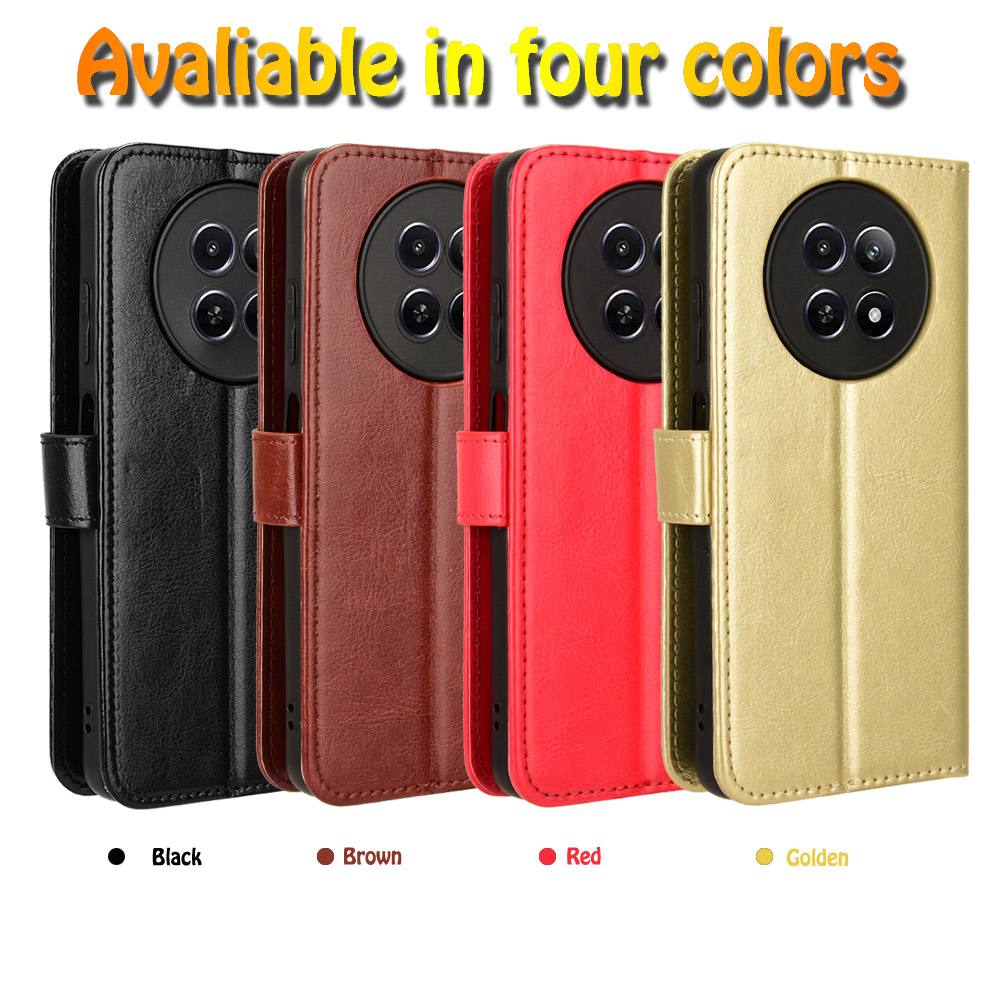 适用于OPPO Realme12/12X 5G疯马纹皮套手机壳插卡防摔保护套翻盖