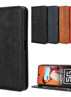 适用于传音Infinix Hot30 5G，X6832磁扣复古纹皮套手机壳插卡套