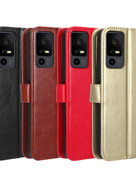 适用于TCL 40 XE 5G/40 NxtPaper 5G疯马纹皮套手机壳翻盖插卡保护套防摔男女外壳