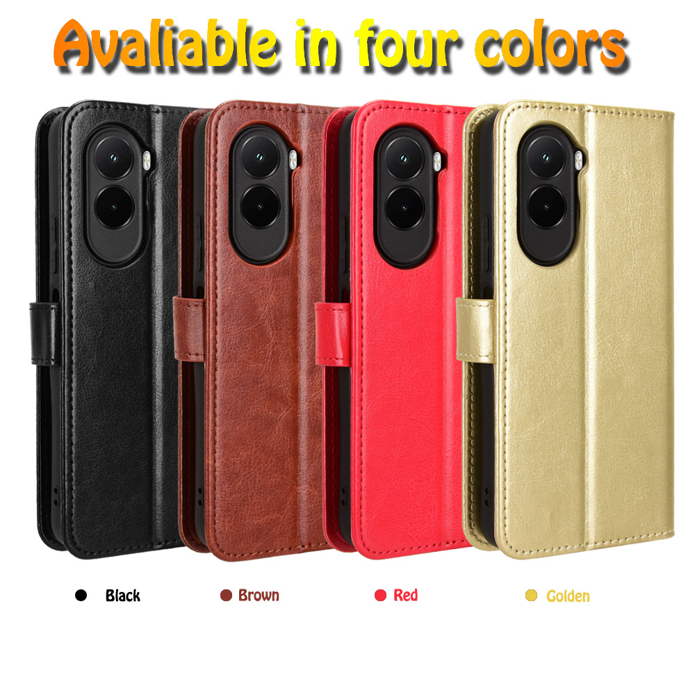 适用于小米Poco M7 4G 171mm疯马纹皮套手机壳插卡防摔保护套翻盖式商务男女外壳素皮