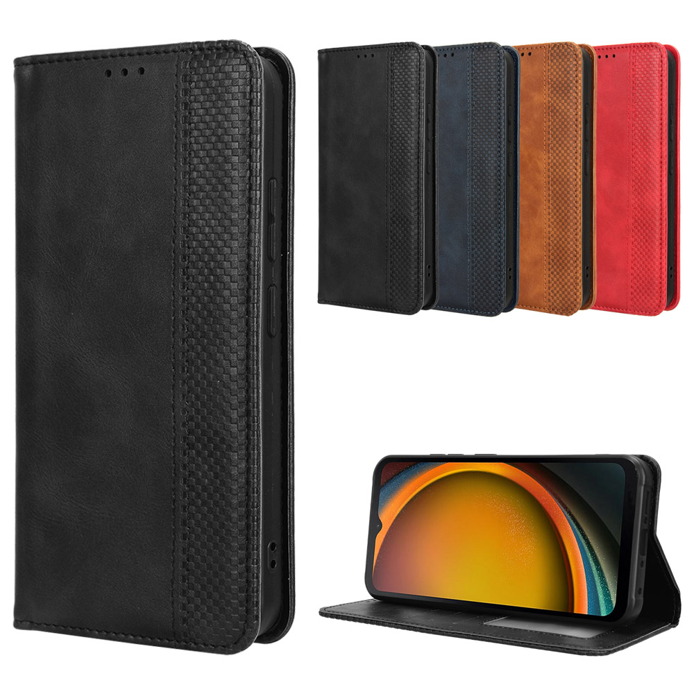 适用于三星Xcover7磁扣复古纹皮套手机壳插卡防摔保护套男女商务