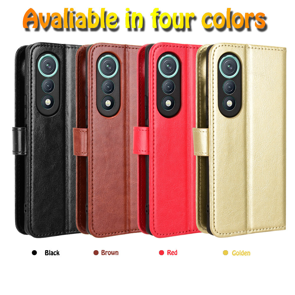 适用于传音Tecno Pova Curve 5G，LJ8k疯马纹皮套手机壳插卡防摔保护套翻盖式商务外壳男女素皮