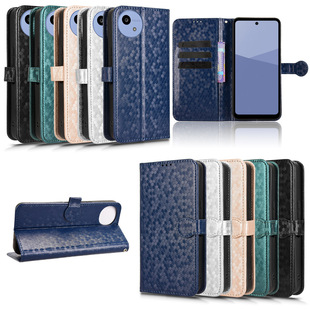 适用于夏普 Aquos Wish5波点纹皮套手机壳插卡防摔保护套翻盖式 商务外壳男女素皮 Sharp