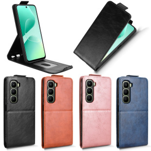 适用于传音Infinix Hot 60 5G，Hot 60i 4G带扣上下开疯马纹皮套手机壳插卡防摔保护套男女素皮翻盖式外壳