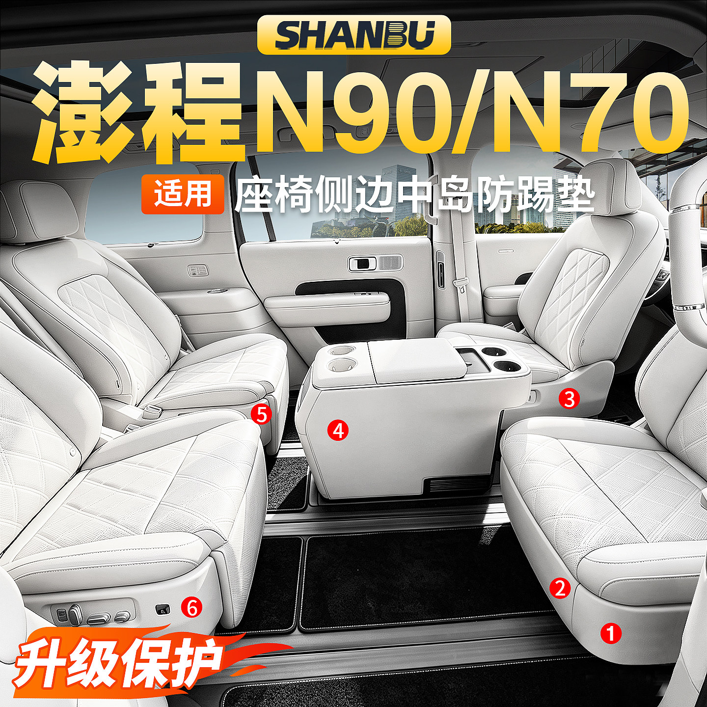 适用澎程N90/N70座椅中岛防踢垫