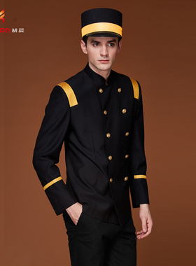 春夏季黑色酒店上班商场门童服迎宾服制服演出服工作服企业工装高