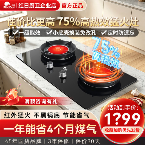 红日75%热效率红外线燃气灶