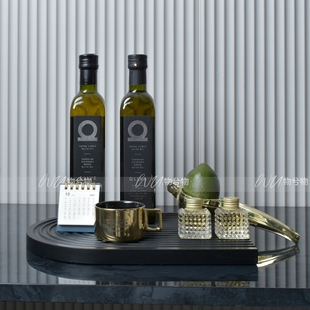 WU 物兮物 轻奢样板间厨房软装托盘橄榄油饰品组软装陈设展厅道具