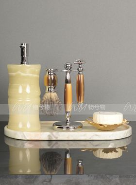 WU物兮物 现代轻奢样板间青绿色卫生间浴室台面玉石卫浴饰品摆件