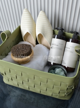 WU 物兮物 现代轻奢绿色系收纳筐饰品组阳台洗衣房卫生间收纳乳液