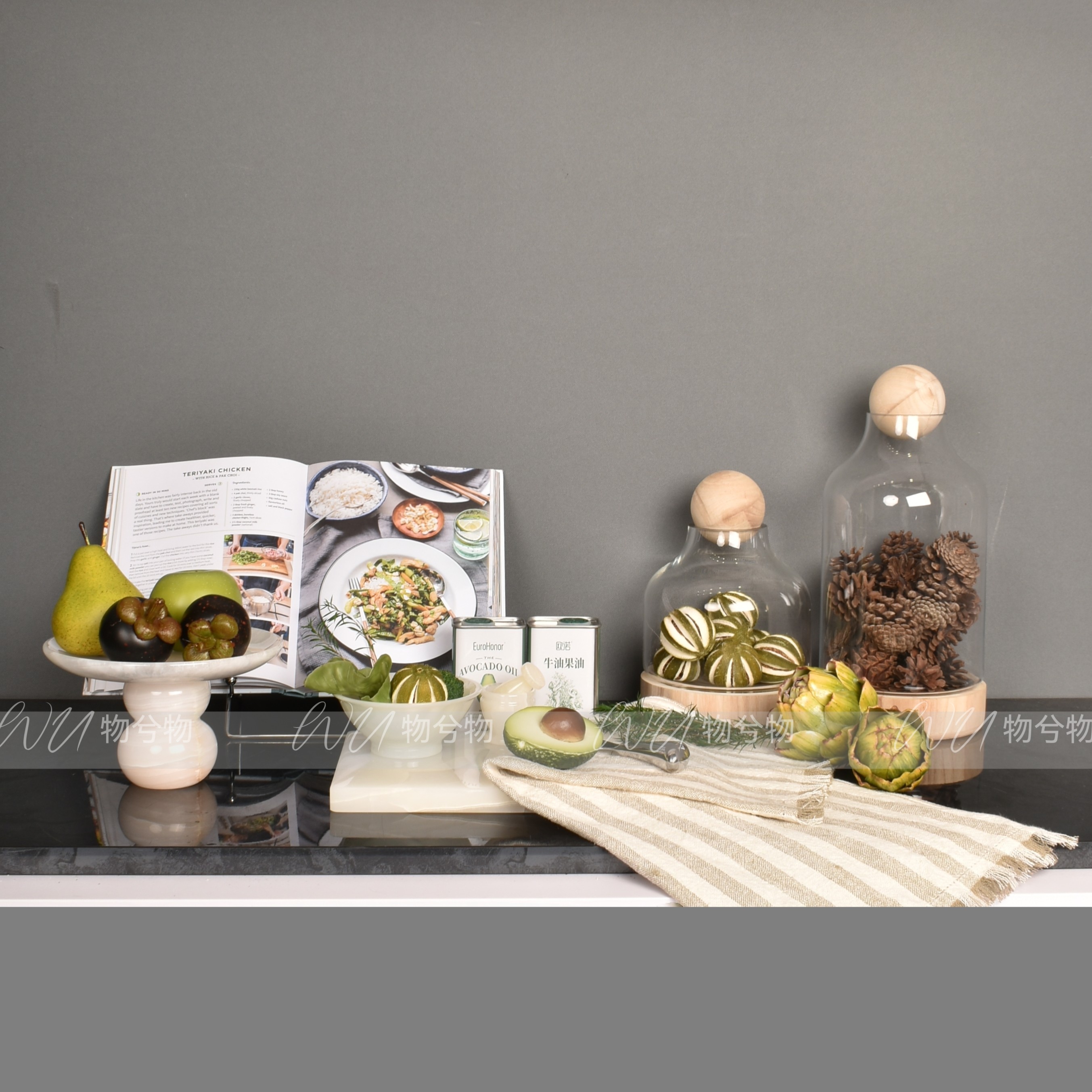 WU 物兮物 现代样板间厨房台面轻食蔬菜沙拉主题高级感饰品摆件组,家居饰品,家饰软装搭配套装,淘宝优惠券,粉丝福利购,淘宝优惠卷