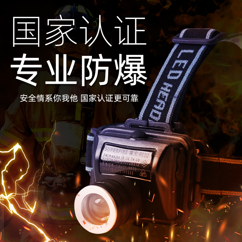 神火调焦防爆头灯HL22强光充电式头灯消防化工厂头戴式矿用防爆灯