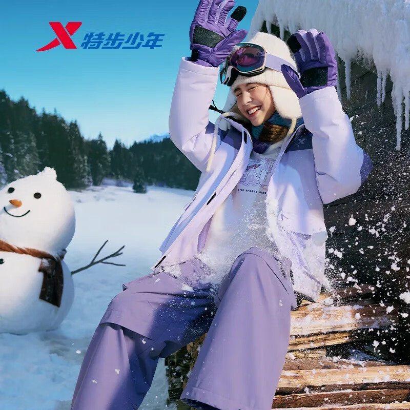 特步儿童短款羽绒服女大童2025冬季新款拼色保暖外套675424194284