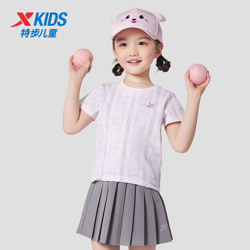 特步儿童短袖女小童2025夏季新款可爱纯棉透气薄T恤675324013211