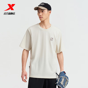 特步男款宽松T恤夏季新款透气舒适圆领运动短袖976229010567