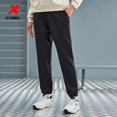 特步加绒三防运动裤女保暖休闲裤