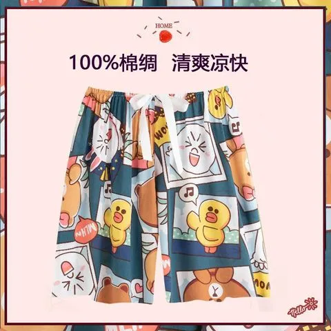 裤沙滩棉绸绵绸五分裤新款女士夏季居家可外穿不掉色短裤休闲时尚