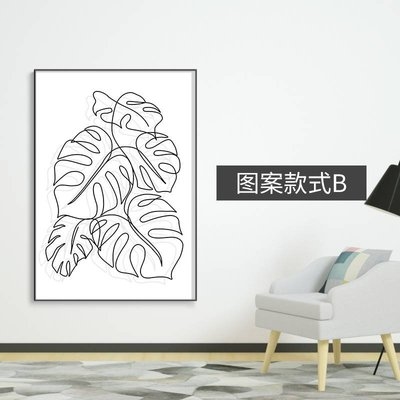 客厅沙发背景墙装饰画简约黑白线条人物画极简挂画床头画