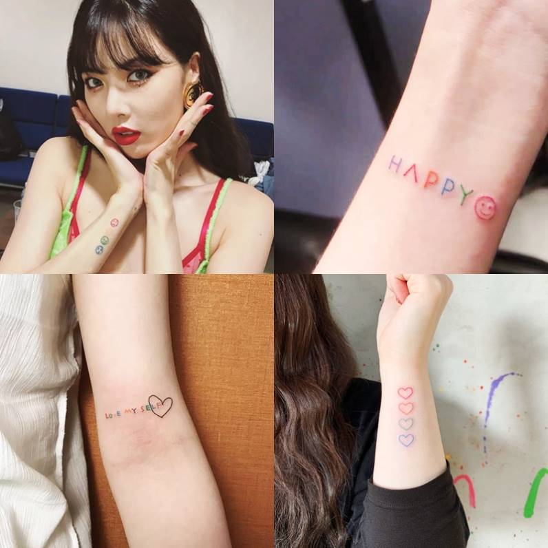 纹身贴线条彩色搞怪手指腿部女手背一次性脖子手腕小