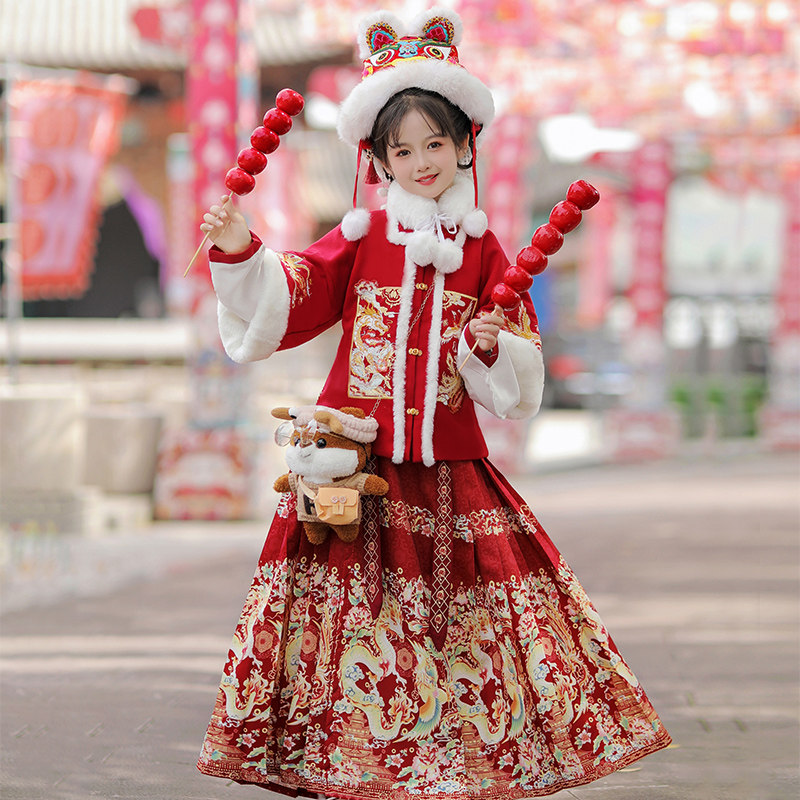 龙凤呈祥儿童汉服女童2025拜年服冬季过年明制加厚袄裙马面裙古装,童装/婴儿装/亲子装,汉服,淘宝优惠券,粉丝福利购,淘宝优惠卷