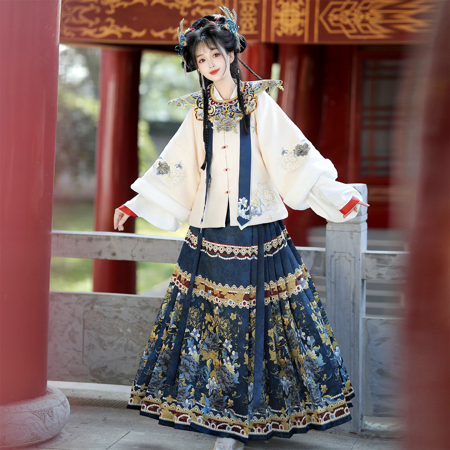 锦岁安明制汉服加厚拜年服马面裙