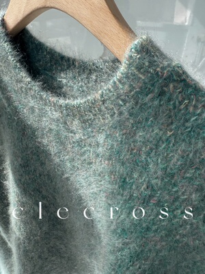 【彩云间】梦绒混色花纱100山羊绒 D级拉绒  袖扣 圆领毛衣