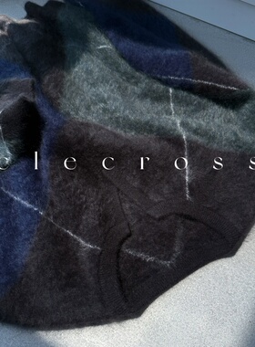 【昏明认朝暮】 绝美三色混纱格  温暖优雅 100羊绒长绒亨利领D级