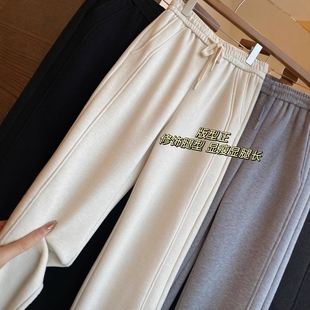 加绒阔腿裤 AMR 加厚一体绒高腰宽松直筒裤 一条过冬 女秋冬新